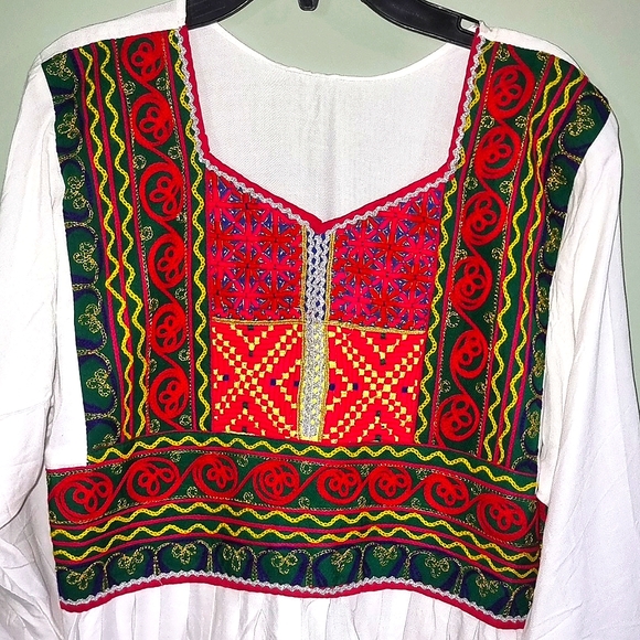 Hanndmade threadwork, patchwork, adjustable waist colorful embroidery long dress - Picture 5 of 8